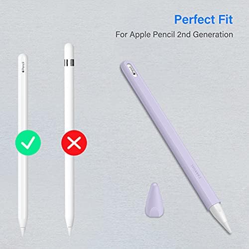 Fintie Silikonski rukav za Apple Pencil 2. generacije, Light Pen poklopac kože Meki zaštitni držač za olovku sa 2 Pera navlake, jorgovan ljubičasta