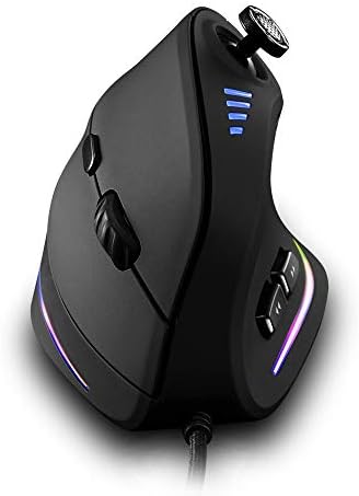 Vertikalni miš, ergonomski USB žičani vertikalni miš sa [5 D Rocker] [10000 DPI] [11 programabilnih dugmadi], RGB miš za igre za igrače / PC/ Laptop / računar