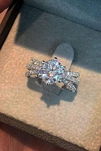 Modni ženski nakit 925 srebrno bijeli Topaz CZ vjenčani prijedlog prsten veličine 6-10
