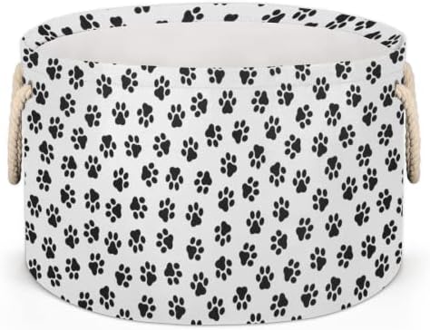 Mačji pas uzorak velike okrugle košare za skladištenje basketa za pranje rublja sa ručkim košarom za skladištenje za kupaonicu kante za organizovanje jaslica