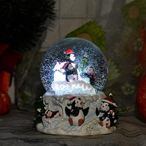 Bzgknul Music Box Crystal Ball Sning Globe Glass Lights Penguin Snowman Crystal Ball Bag Creative Day