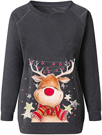 Ženska ružna Božićna tanka dukserica uznemirena Hip Hop pulover vrhovi Dugi rukav o-izrez Tshirt za žene