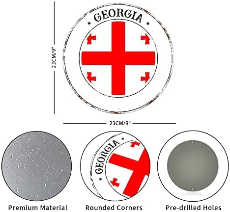 Gruzija zastava aluminijumski znak Shabby aluminijski metalni vijenac Potpisuje zidnu umjetnost Viseća dekora hrđa slobodno vrijeme otporno na vrijeme patriotski metalni vijenac Gruzija za kafe pab bar kuhinja 9x9in