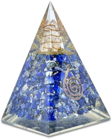 Duhovni elementi Reiki nabijen čakra Bealing Nubian Lapis Lazuli orgone piramide sa jasnim kristalnim draguljenim bakrenim metalom.