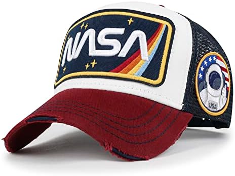Ililily Nasa Worm Logo Veze za bejzbol kapu za bejzbol MESH Snap Back Trucker Hat