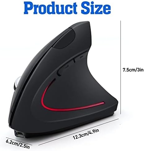 VEGCOO ergonomski miš, vertikalni miš 2.4 GHz bežični miš: optički miševi sa USB prijemnikom, mat teksturom,
