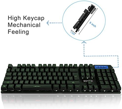AHOMATE Woddo žičane LED kompjuterske tastature vodootporne tanke tastature za igre sa 104 tastera protiv