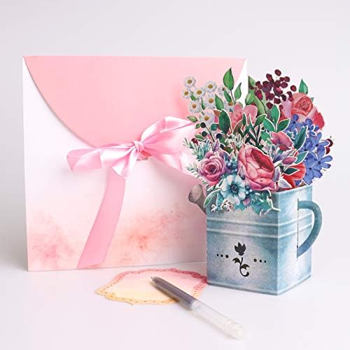 Giiffu 3D Pop Up cvjetne kartice - kanta za zalijevanje sa cvijećem, iskačuće čestitke za mamu, baku,