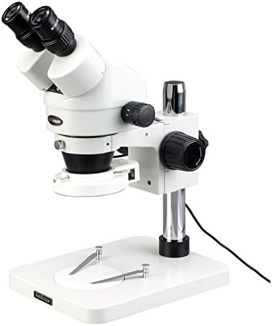 Amscope SM-1BS-144S profesionalni Dvogledni Stereo Zoom mikroskop, Wh10x okulari, 7x-45x uvećanje, 0,7 X-4,5 X zum objektiv, LED prstenasto svjetlo sa 144 sijalice, postolje za stub, 110v-240v