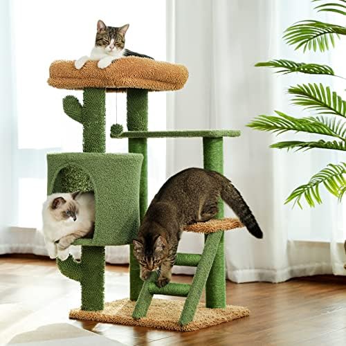 Jedinstveni kaktus Cat Tree Cat Tower, 35.6 '' Višenamjenski kug visokih mačaka sa visokim mačkim grebanjem,
