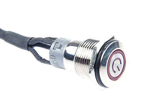 Knacro 16mm CHASSIS CHASSIS METAL gumb prekidač sa 100cm 3,3ft produžnim kablom crveni prekidač LED LED za