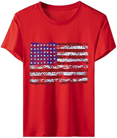 Plus veličine za žene vrhove američke majice za zastave USA Grafička majica zastava 4. jula Tee Bluzes Patriotske vrhunske tinele