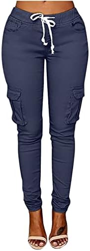 Chgbmok visoke stručne pantalone za žene Stretch Skinny Pant s džepom zaklopke Ženske olovke za žene udobne pantalone za vježbanje