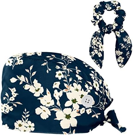 Podesiva radna kapa s klinčanjem za pratk za držač konjskih repa cvjetni plavi cvijet Unisex elastični kravatni šešir