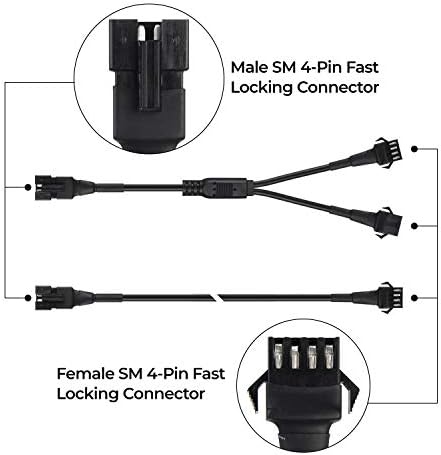 DITRIO 4pcs 2-Feet produžni kablovi i 3pcs 2-Way razdjelnici za Underglow RGB LED strip light kompleti