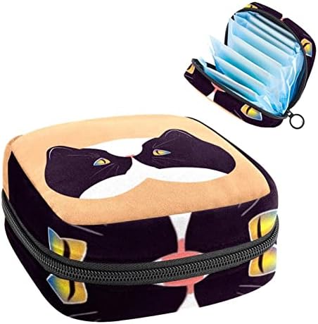 ORYUEKAN torba za odlaganje higijenskih uložaka, prenosiva menstrualna torba za žene i djevojčice torbica za menstrualne čašice, crtani film apstraktna umjetnost ružičasto plava