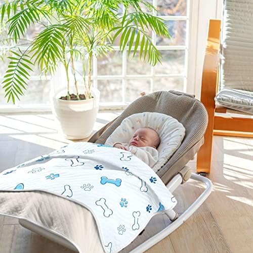 Swaddle pokrivač pamučni pamučni pamučni pokrivač za dojenčad, primanje pokrivača, lagana mekana prekrivačica za krevetić, kolica, raketa, 30x40 u, plavoj