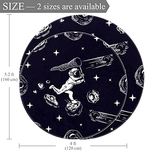 Llnsupply Kids RUG 5 FT Veliki okrugli prostirke za djevojke dječake Baby - Crtani prostor Space Astronaut