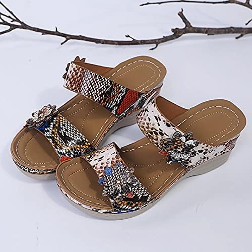 Sandale za žene Dressy Ljeto, klinovi sandale za žene Drćene ljetne udobne ortotičke sandale sa