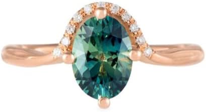Detaljni ženski prsten za angažman 18k 18k ruže jednostavan i moderan zeleni circon prsten za žene ovalni cirkon zeleni dijamant Luksuzni godišnjički angažman prsten za žene za žene