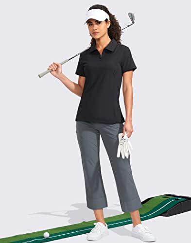 Viodia Ženska golf majica kratki rukav sa zatvaračem Brze rastezanje teniskih ovratnika polovice za žene za žene za golf odjeću