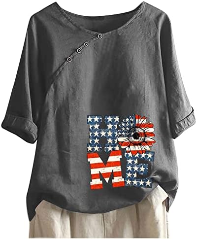 4. jula majice za žene kratki rukav O vrat tunike vrhovi američke zastave pruge Tie-Dye Patriotska