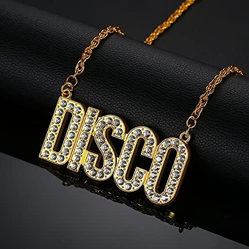 NYUK Disco ogrlica za muškarce Disco lanac za žene metalni 70s kostim zlatni lanac dodatna oprema