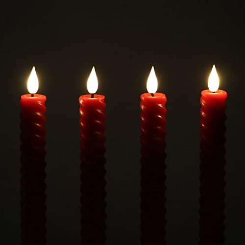 Rhytsing 10 Red Flameless Twist konus svijeće sa tajmerom, spiralne konusne svijeće na baterije, toplo