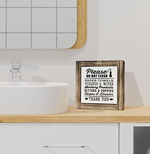 Smiješni znak za ploče od cijene, ne ispiranje papirnih ručnika mačići, kutija za drvene plakete Dekor 5,9 × 5,9 × 0,7 inča, kupaonica Décor znak, šaljivo najave kupaonice Plakete, polica za toalet Art Decor