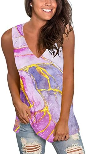 Grafička bluza s prslukom za žensku jesen ljeto bez rukava 2023 odjeća od pamuka V izrez Kamisol Tank Tee X8