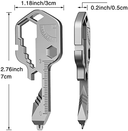 Džepni alat u obliku ključa 24 - u-1, Ključ za više alata sa ključem, alat za ključeve na otvorenom, ključ od nerđajućeg čelika za bušilicu, odvijač,turpija,otvarač za flaše, ključ, ravnalo, ključ,skidanje