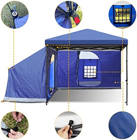 KAMPKEEPER bočni šator, šator za kampiranje za 10' x 10 'pop Up baldahin, jednostavno postavljanje