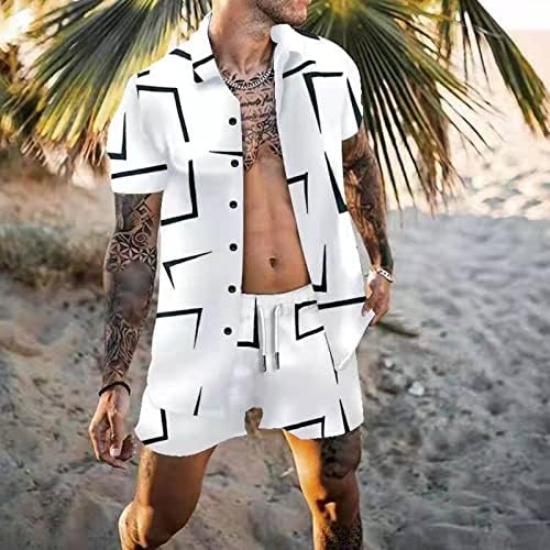 Muške havajske košulje i kratke hlače Set 2 komada tropska odjeća za štampanje cvijeća dugme dolje kratki rukav odijelo za plažu 2 kom kompleta