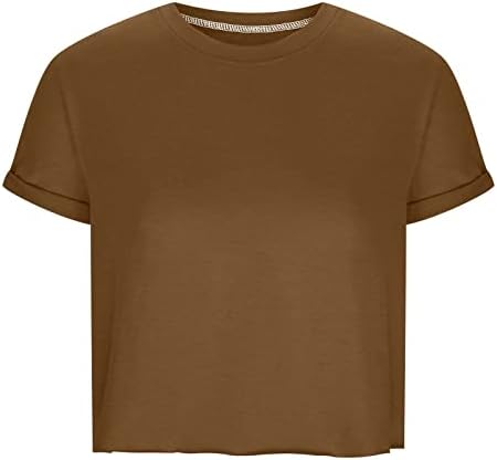 Osnovna košulja sa čvrstom bojom za žene tanki visoki stručni kratki rukav Crewneck vrhovi