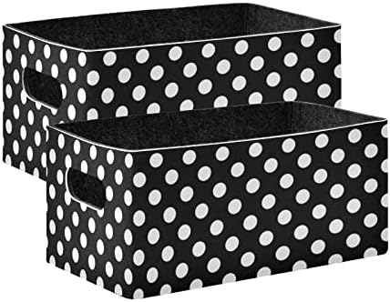 Big Polka Dot crno bijeli skraćene košare za odlaganje košara, 2 pakovanje sklopivo Organizator