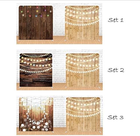 Drvena svjetla Set dvostrana napetost tkanina Photo Booth pozadina Fit Za fotografiju, slike, zid pozadini Scene ili ukras