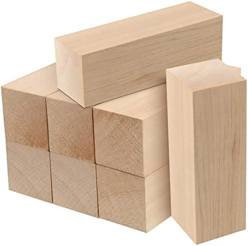 Hozeon 8 komada 6 x 2 x 2 inča Basswood blokovi, mali blokovi basava, meki blokovi od drveta Nedovršeni whittling blokovi komplet DIY umetnicke zalihe za rezbarenje, zanatstvo