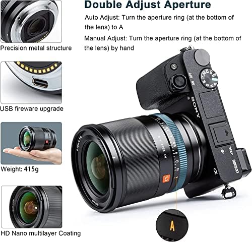 E-Mount AF 13mm F1.4 širokougaoni glavni objektiv portret velikog otvora blende kompatibilan sa fotoaparatima APS-C formata Sony A7ii, a7iii, A7c, a7rii, a7RIII, a7SII, a7SIII, A9, FX30, a6000/6100/6300/6400/6600