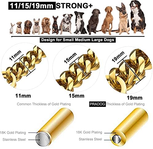 Zlatni lanac ovratnik za pseći teški metalni žvakaći 15 mm P lanarni ovratnik luksuzno štene ogrlica