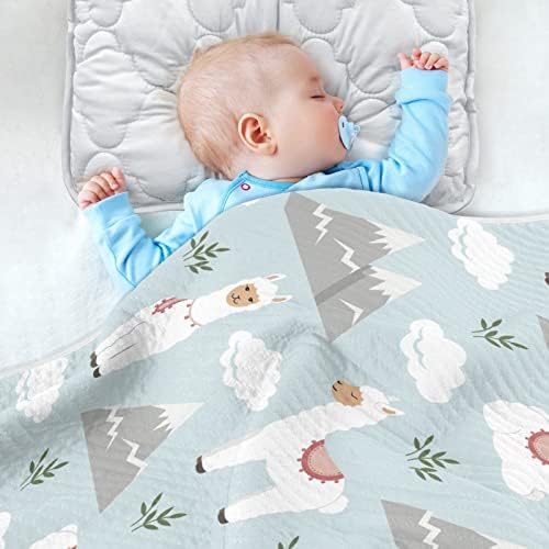 Swaddle pokrivač Llama Cloud Pamučni pokrivač za dojenčad, primanje pokrivača, lagana mekana prekrivačica za krevetić, kolica, rabljevine, 30x40 u