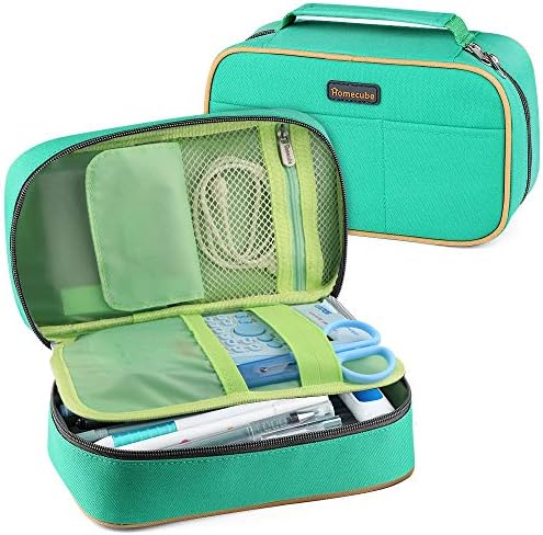 Homecube pernica torba za olovku velikog kapaciteta torbica za šminkanje torba za studente sa patentnim zatvaračem sa vanjskim džepovima i ručkom - 8, 23x5, 12x3, 15-zelena