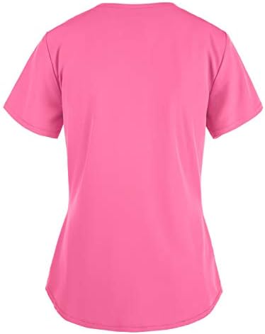 Scrub_Tops za žene plus veličine Grafički ispis T majica V izrez kratki rukav ružjak Radna odjeća