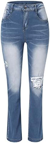 Ženska operna čista boja visoki struk pantalone za dno dno jeans classic plus