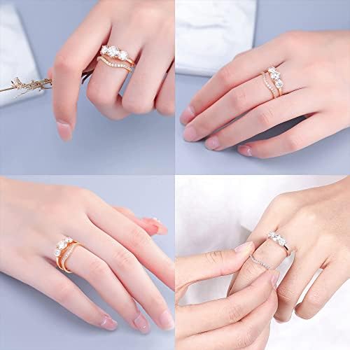 Moosea 3 kameni Moissanite zaručnički prstenovi za žene, 2ct D boja VVS1 Clarity round Cut Lab kreirani