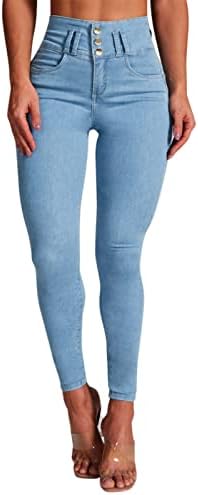 Ženske mršave traperice Ležerne prilike za hlače sa sredinom struka s džepovima Atletic Plus size pantalone džepovi klasične traperice