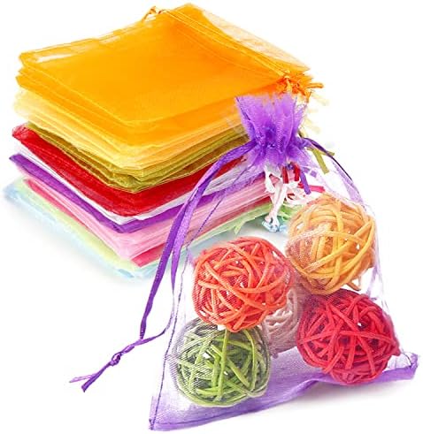 WenTao 100kom Organza poklon torbe, 4x4, 72 mješovite boje vjenčane torbe sa vezicom, Premium