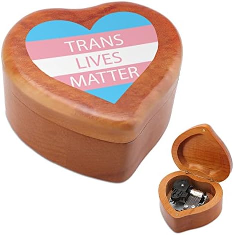 Trans Lives Match Heart Wood Music Box Vintage Musical Box Poklon za božićni rođendan Valentinovo