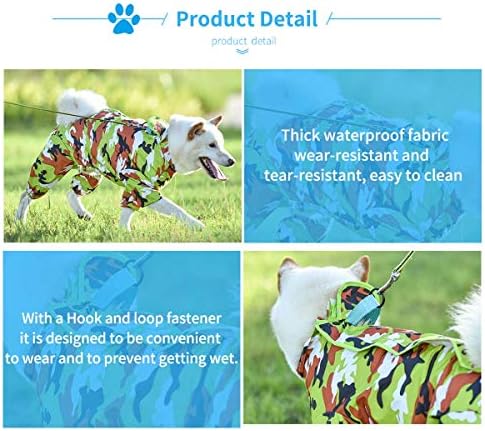 Dog Raincoat PET Vodootporna kišna jakna s prozračnim laganim psom kišom pončo za male srednje velike pse (mali, zeleni camo)