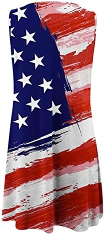 4. jula haljina za žene ljetna Ležerna haljina za tenkove USA zastava bez rukava O vrata Ključaonica Stars Stripes Tie-Dye Sundress