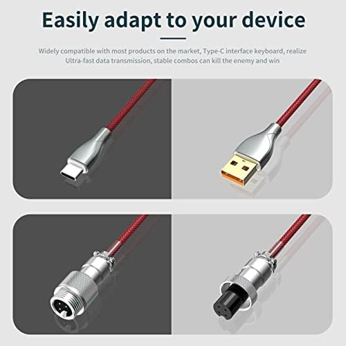 GOVENIC Mechanical Keyboard Antenic Connection Cable for Gaming Keyboard, Custom Coiled USB C Cable, Dual Sleeve Mechanical Keyboard Cable with Removable Metal Pilot USB C to USB a